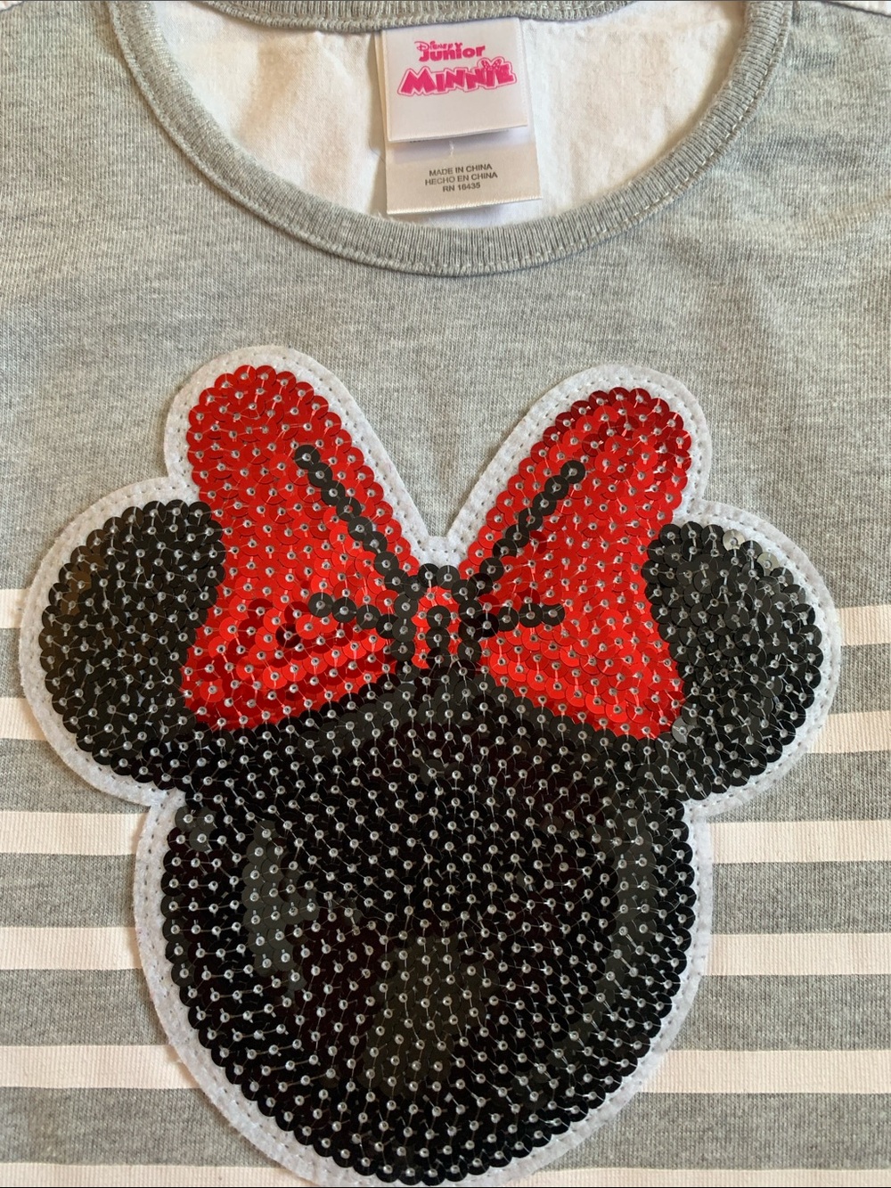 Disney Sequin Minnie Mouse Top 2T Gray White EUC - Picture 5 of 9